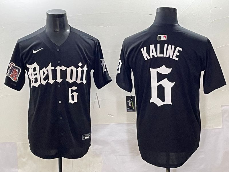 Men 2025 Detroit Tigers #6 Kaline Black Five generations Joint Name Nike MLB Jersey style 12->detroit tigers->MLB Jersey